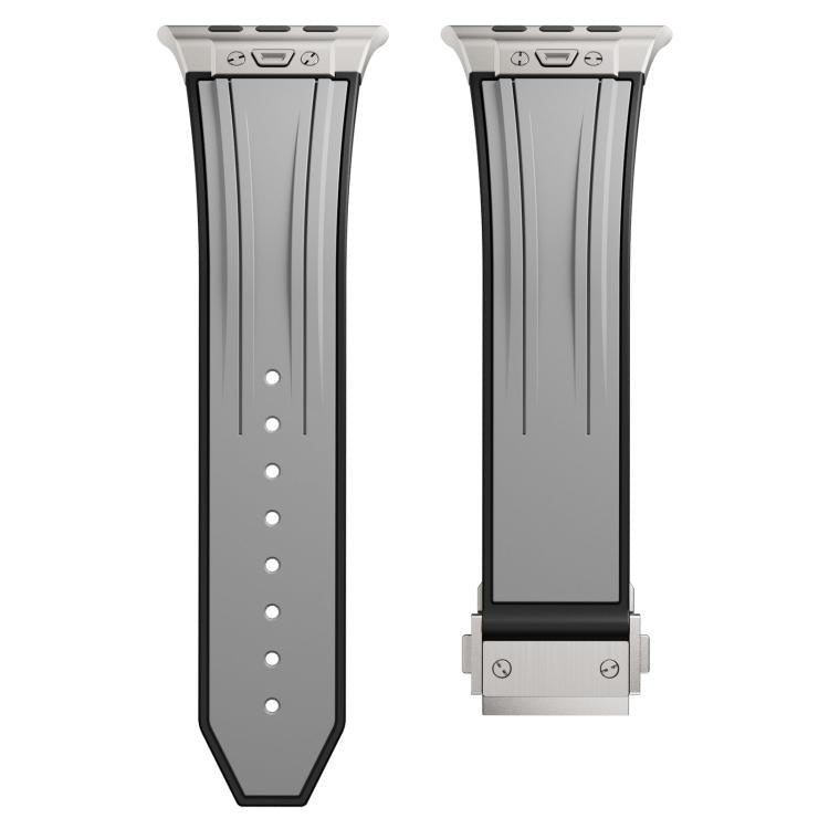 I-shaped Nail Folding Buckle Two Color Silicone Watch Band, For Apple Watch 46mm / 49mm / 45mm / 44mm