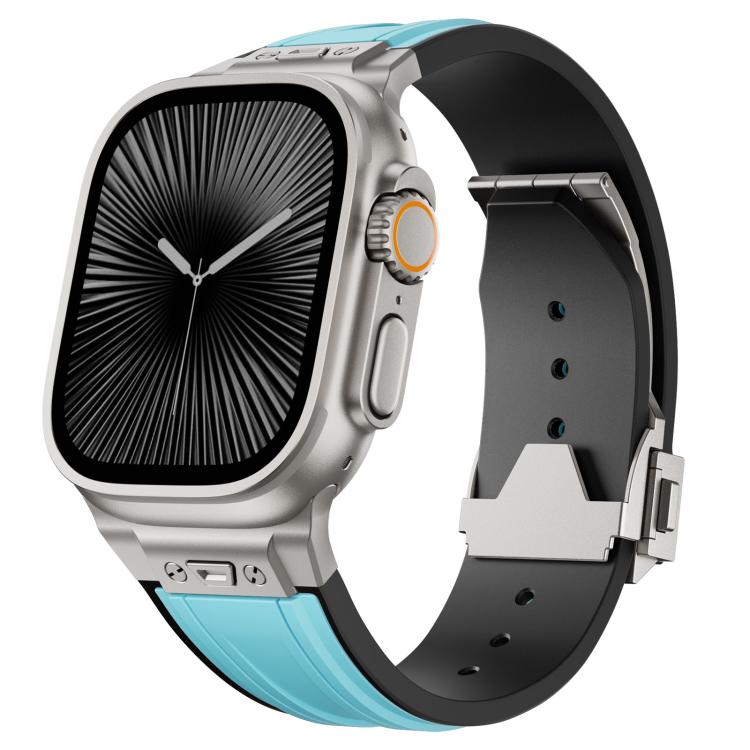 I-shaped Nail Folding Buckle Two Color Silicone Watch Band, For Apple Watch 46mm / 49mm / 45mm / 44mm