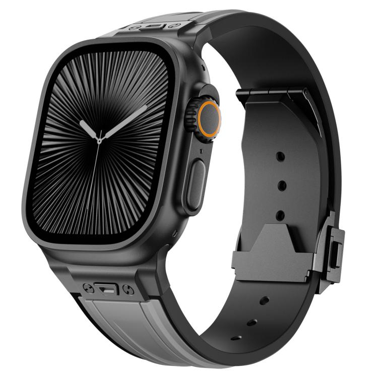 I-shaped Nail Folding Buckle Two Color Silicone Watch Band, For Apple Watch 46mm / 49mm / 45mm / 44mm
