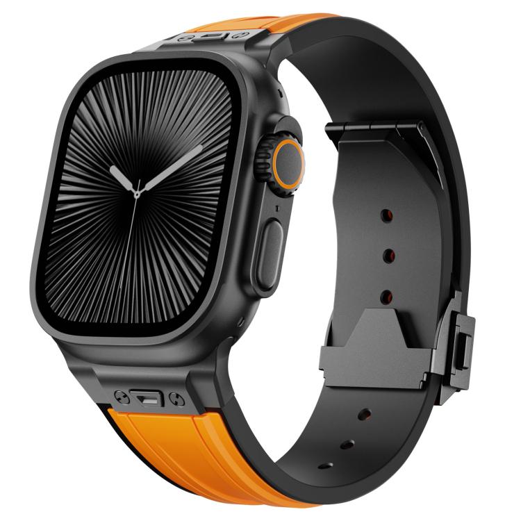 I-shaped Nail Folding Buckle Two Color Silicone Watch Band, For Apple Watch 46mm / 49mm / 45mm / 44mm