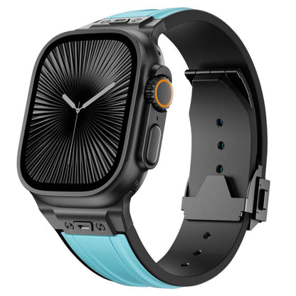 I-shaped Nail Folding Buckle Two Color Silicone Watch Band, For Apple Watch 46mm / 49mm / 45mm / 44mm