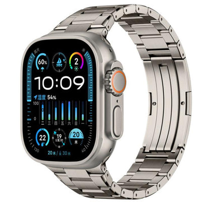 Double Press Folding Clasp Titanium Watch Band, For Apple Watch 46mm / 49mm / 45mm / 44mm