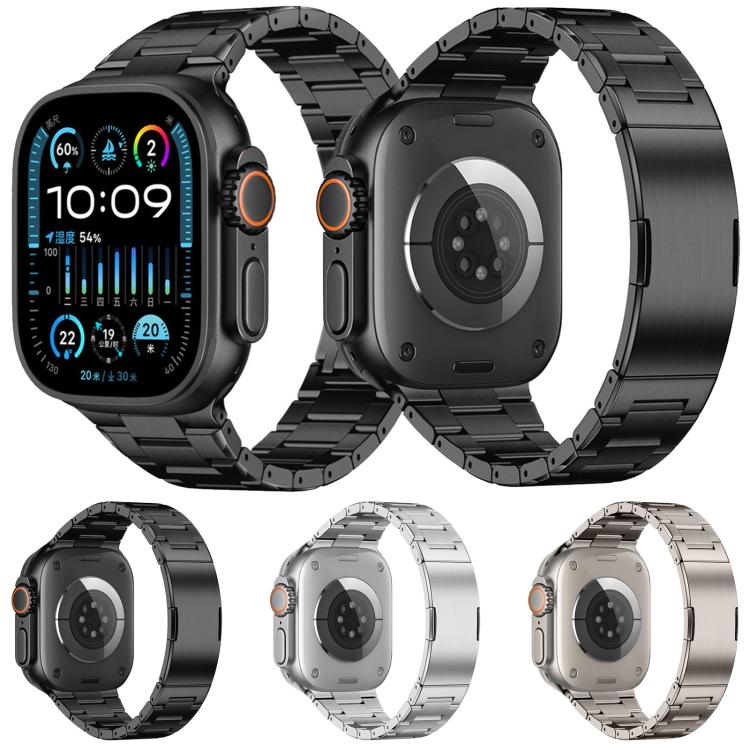 Double Press Folding Clasp Titanium Watch Band, For Apple Watch 46mm / 49mm / 45mm / 44mm