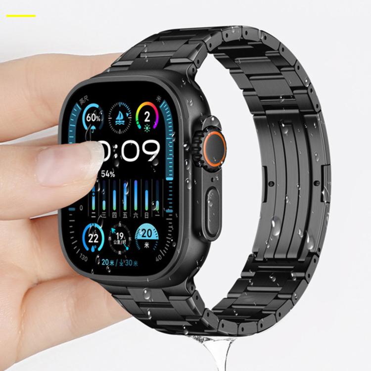 Double Press Folding Clasp Titanium Watch Band, For Apple Watch 46mm / 49mm / 45mm / 44mm