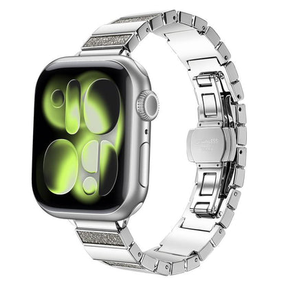 Piano Key Design Stainless Steel Folding Clasp Metal Watch Band, For Apple Watch 46mm / 49mm / 45mm / 44mm, For Apple Watch 42mm / 41mm / 40mm / 38mm