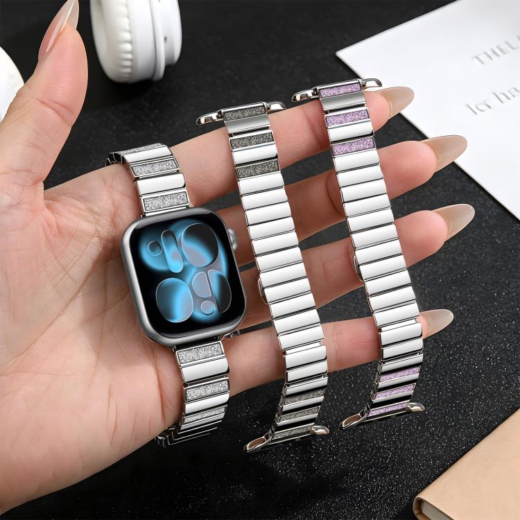 Piano Key Design Stainless Steel Folding Clasp Metal Watch Band, For Apple Watch 46mm / 49mm / 45mm / 44mm, For Apple Watch 42mm / 41mm / 40mm / 38mm