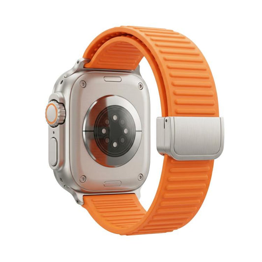 Mountain Pattern Loop Magnetic Buckle Silicone Watch Band, For Apple Watch 46mm / 49mm / 45mm / 44mm, For Apple Watch 42mm / 41mm / 40mm / 38mm
