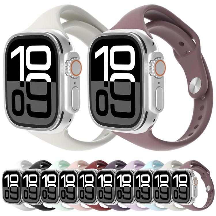 Angled Connector Slim Reverse Buckle Silicone Watch Band, For Apple Watch 46mm / 49mm / 45mm / 44mm, For Apple Watch 42mm / 41mm / 40mm / 38mm