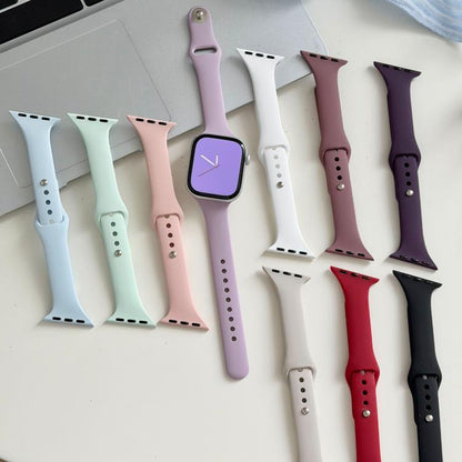 Angled Connector Slim Reverse Buckle Silicone Watch Band, For Apple Watch 46mm / 49mm / 45mm / 44mm, For Apple Watch 42mm / 41mm / 40mm / 38mm