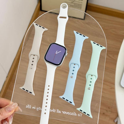 Angled Connector Slim Reverse Buckle Silicone Watch Band, For Apple Watch 46mm / 49mm / 45mm / 44mm, For Apple Watch 42mm / 41mm / 40mm / 38mm