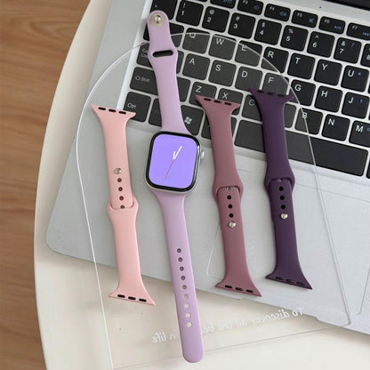 Angled Connector Slim Reverse Buckle Silicone Watch Band, For Apple Watch 46mm / 49mm / 45mm / 44mm, For Apple Watch 42mm / 41mm / 40mm / 38mm