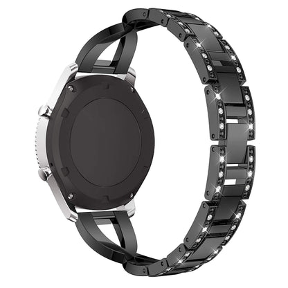 For Samsung GearS3 / Ticwatch Pro / HUAWEI GT Universal 22mm Metal Diamond Strap, black, Silver, gold, Rose gold