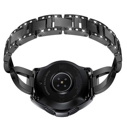 For Samsung GearS3 / Ticwatch Pro / HUAWEI GT Universal 22mm Metal Diamond Strap, black, Silver, gold, Rose gold
