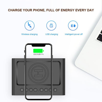 AEC BT508 Wireless Charging Bluetooth Speaker LED Alarm Clock Power Bank Three-In-One Speaker