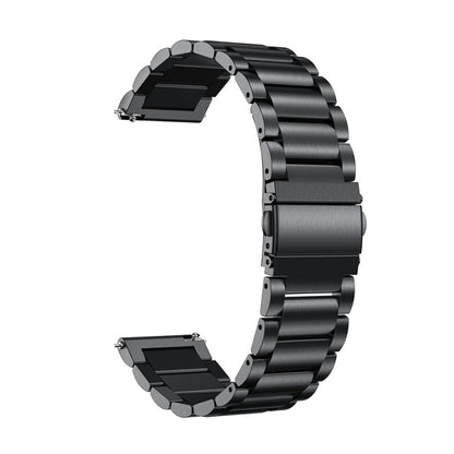 Applicable To Ticwatch Generation / Moto360 Second Generation 460 / Samsung GearS3 / Huawei GT Universal 22mm Stainless Steel Metal Strap Butterfly Buckle Three Beads, black, gold, rose gold, Silver