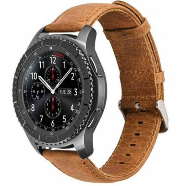 For Huami 1s/ Huami 2 / Ticwatch1 / Ticwatch Pro / Samsung Galaxy Watch 46mm / Samsung S3 / Huawei Watch 2 Pro / Huawei GT / Huawei Glory Magic First Layer Cowhide Crazy Horse Pattern Strap, Light Brown, Dark Brown