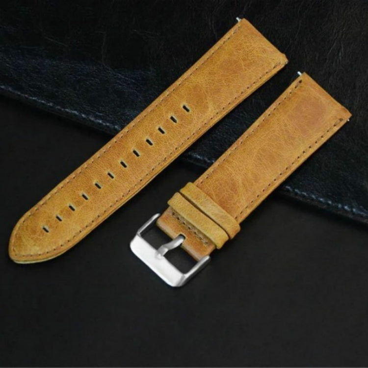 For Huami 1s/ Huami 2 / Ticwatch1 / Ticwatch Pro / Samsung Galaxy Watch 46mm / Samsung S3 / Huawei Watch 2 Pro / Huawei GT / Huawei Glory Magic First Layer Cowhide Crazy Horse Pattern Strap, Light Brown, Dark Brown