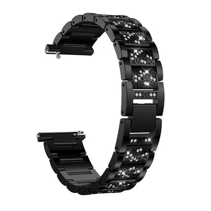 For Huami 1 / Huami 2 / Ticwatch1 / Ticwatch Pro / Samsung Galaxy Watch 46mm / Samsung S3 / Huawei Watch2 Pro / Huawei GT / Huawei Glory Magic Full Diamond Models Metal Inlay Universal 22MM Strap, Black, Silver, Gold, Rose Gold