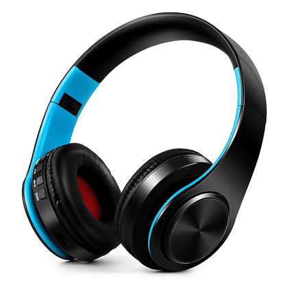 Tourya B7 Wireless Bluetooth Headset Foldable Headphone Adjustable Earphones with Microphone, B7 (Black Blue), B7 (Black Red)