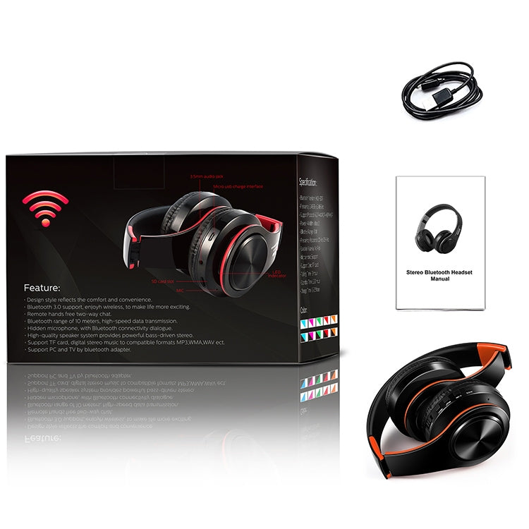 Tourya B7 Wireless Bluetooth Headset Foldable Headphone Adjustable Earphones with Microphone, B7 (Black Blue), B7 (Black Red)