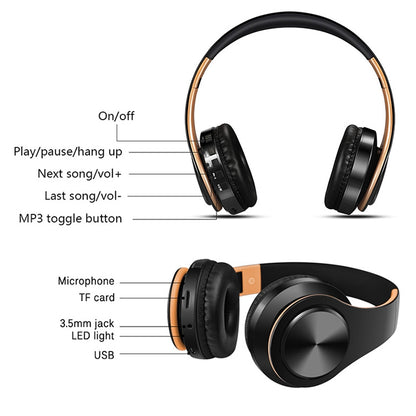 Tourya B7 Wireless Bluetooth Headset Foldable Headphone Adjustable Earphones with Microphone, B7 (Black Blue), B7 (Black Red)
