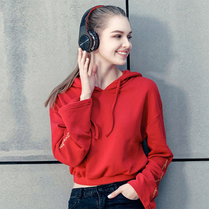 Tourya B7 Wireless Bluetooth Headset Foldable Headphone Adjustable Earphones with Microphone, B7 (Black Blue), B7 (Black Red)