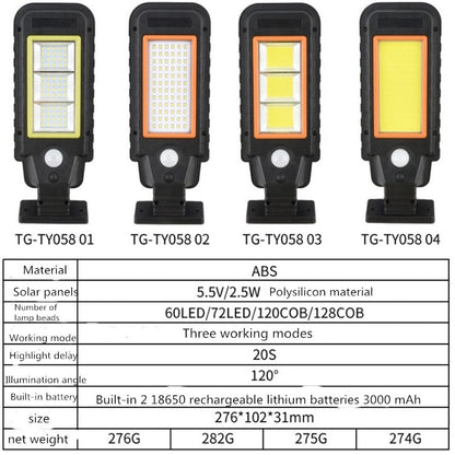 Solar Lamp Body Induction Wall Lamp LED Outdoor Waterproof Lighting Street Lamp, 128 COB