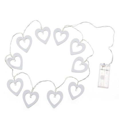1.2m 10 LEDs Wooden Heart Christmas Party Outdoor Indoor Heart Decoration String Light