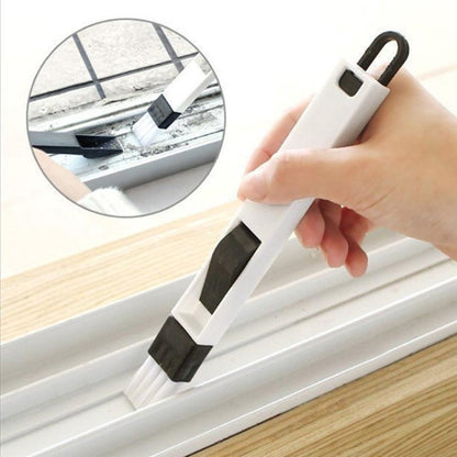 2 PCS  Mini Cleaning Brush with Detachable Dustpan for Window Groove Keyboard Corner Crannies, 2 PCS Blue, 2 PCS Black