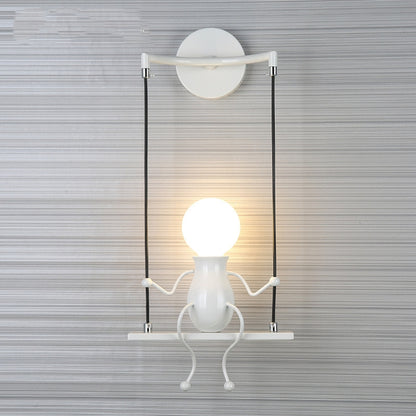 E27 LED Personality Creative Retro Wrought Iron Villain Wall Lamp without Bulb, White, Red, Black