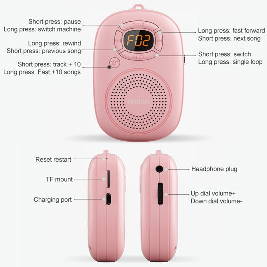 Rolton E200 Mobile Phone Wireless Bluetooth Speaker Mini Portable Outdoor Small Audio Subwoofer Speaker, Pink, Blue, Black