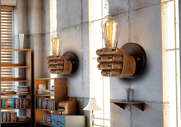 Creative Personality Fist Wall Lamp Bedroom Bedside Restaurant Cafe Resin Decorative Antique Lamps, Right Hand, Left Hand