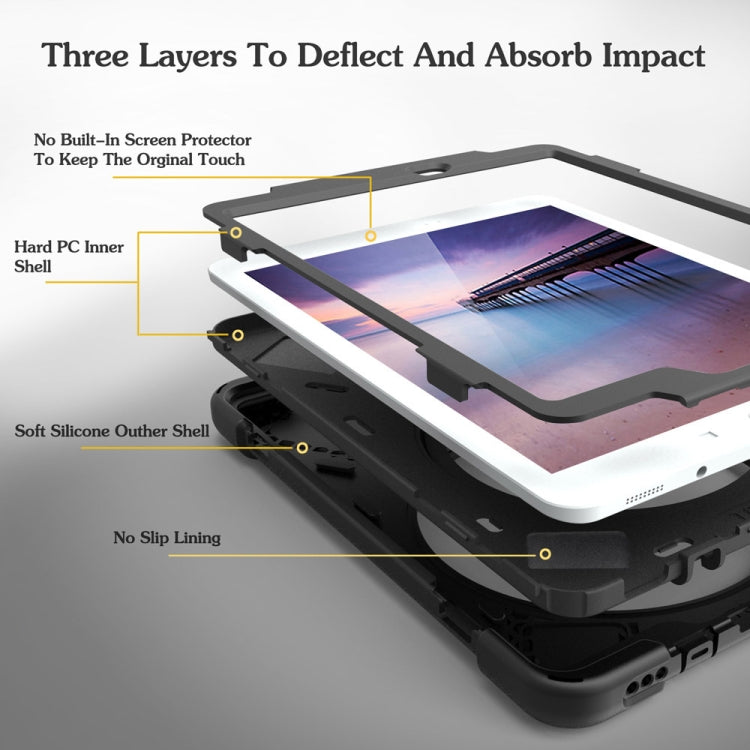 360 Degree Rotation Silicone Protective Cover with Holder and Hand Strap and Long Strap, for iPad 9.7 (2017) & (2018), for iPad Pro 9.7, for iPad 6 / iPad Air 2, for iPad 5 / iPad Air, for iPad 2 / 3 / 4, for iPad mini 1 / 2 / 3, for iPad mini 4       ...