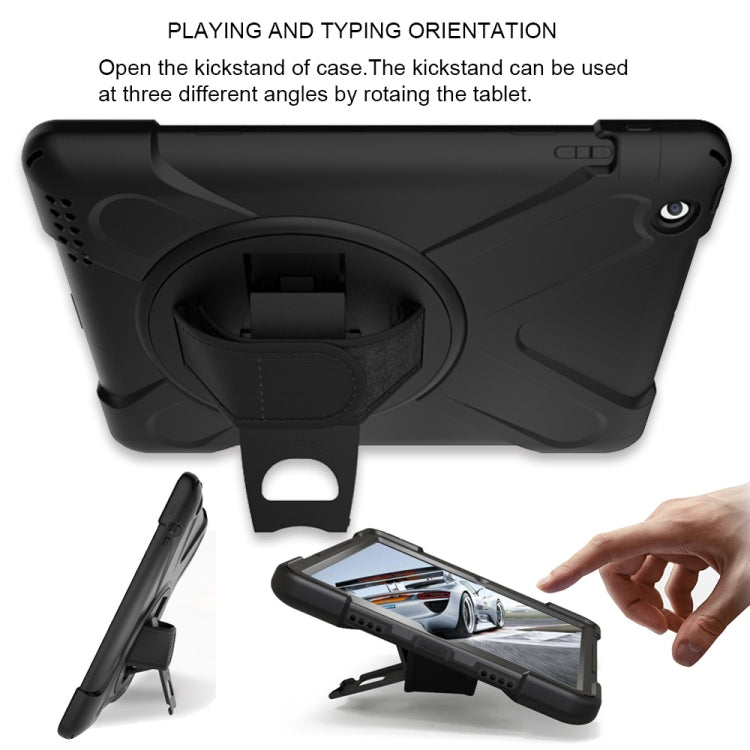 360 Degree Rotation Silicone Protective Cover with Holder and Hand Strap and Long Strap, for iPad 9.7 (2017) & (2018), for iPad Pro 9.7, for iPad 6 / iPad Air 2, for iPad 5 / iPad Air, for iPad 2 / 3 / 4, for iPad mini 1 / 2 / 3, for iPad mini 4       ...