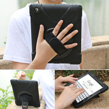 360 Degree Rotation Silicone Protective Cover with Holder and Hand Strap and Long Strap, for iPad 9.7 (2017) & (2018), for iPad Pro 9.7, for iPad 6 / iPad Air 2, for iPad 5 / iPad Air, for iPad 2 / 3 / 4, for iPad mini 1 / 2 / 3, for iPad mini 4       ...