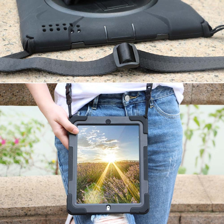 360 Degree Rotation Silicone Protective Cover with Holder and Hand Strap and Long Strap, for iPad 9.7 (2017) & (2018), for iPad Pro 9.7, for iPad 6 / iPad Air 2, for iPad 5 / iPad Air, for iPad 2 / 3 / 4, for iPad mini 1 / 2 / 3, for iPad mini 4       ...
