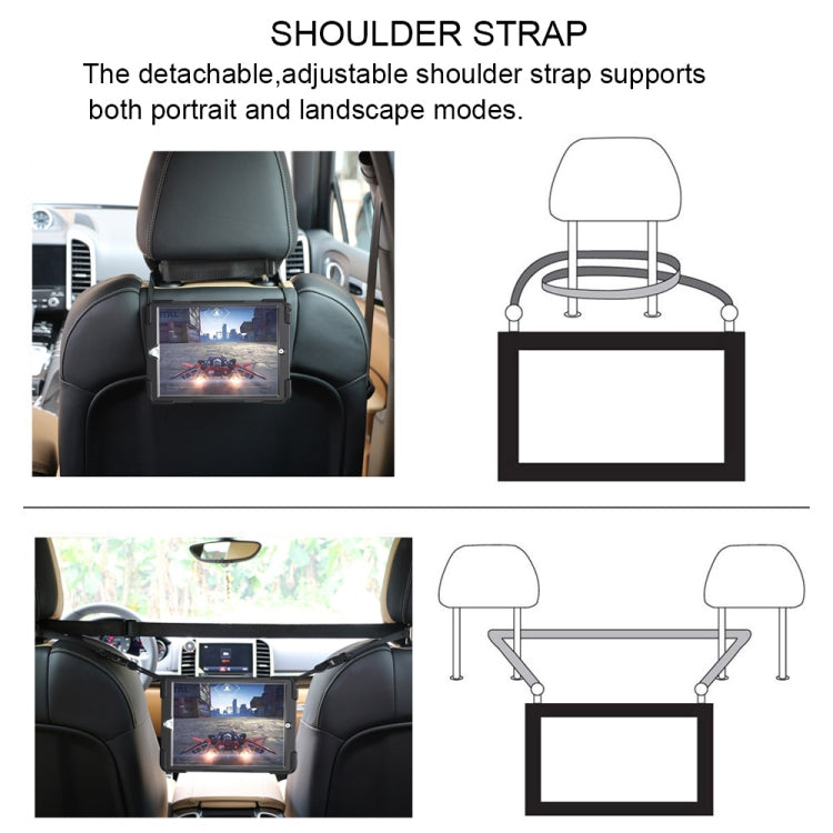 360 Degree Rotation Silicone Protective Cover with Holder and Hand Strap and Long Strap, for iPad 9.7 (2017) & (2018), for iPad Pro 9.7, for iPad 6 / iPad Air 2, for iPad 5 / iPad Air, for iPad 2 / 3 / 4, for iPad mini 1 / 2 / 3, for iPad mini 4       ...