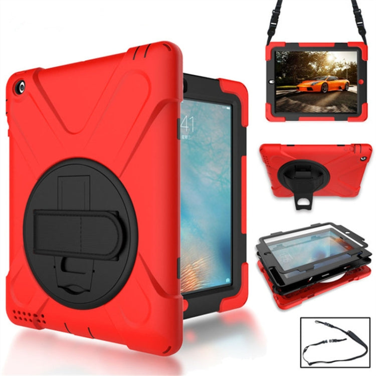 360 Degree Rotation Silicone Protective Cover with Holder and Hand Strap and Long Strap, for iPad 9.7 (2017) & (2018), for iPad Pro 9.7, for iPad 6 / iPad Air 2, for iPad 5 / iPad Air, for iPad 2 / 3 / 4, for iPad mini 1 / 2 / 3, for iPad mini 4       ...