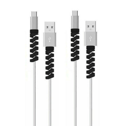 4pcs Spiral Style Silicone Data Cable Protective Cover Anti-wire Break Winder