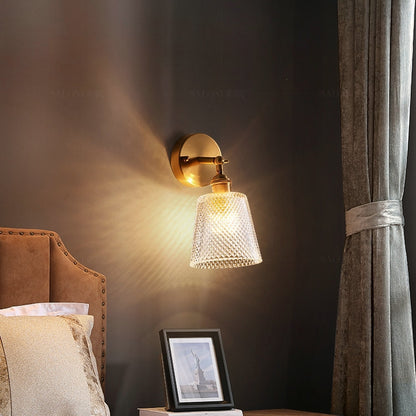 Copper Living Room Bedroom Crystal Wall Lamp, All Copper Single Head