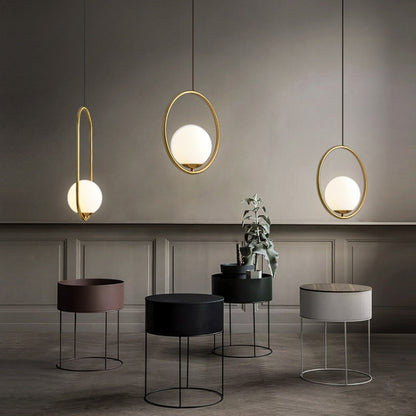 Restaurant Chandelier Single Head Creative Personality Simple Modern Copper Lamp, without Light Source  Round A1, with 5W Warm Light  Round A1, with 5W White Light  Round A1, with 5W Neutral Light  Round A1, with 5W Three-Color Light  Round A1         ...