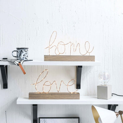 LED Little Night Light Bedroom Bedside Wrought Iron Wooden Home Decoration Birthday Gift, Letter Love, Letter Home