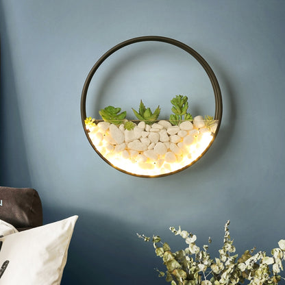 Living Room Background Wall Bedroom Bedside Round Succulent Garden Decorative Wall Lamp, 30 x 5 cm