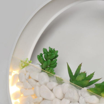 Living Room Background Wall Bedroom Bedside Round Succulent Garden Decorative Wall Lamp, 30 x 5 cm