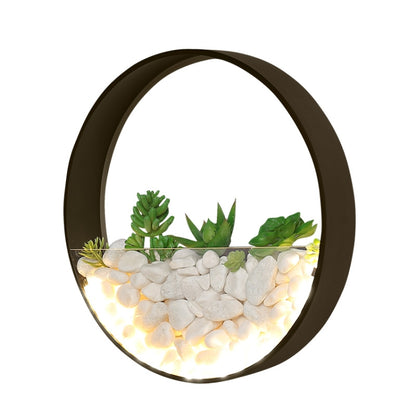 Living Room Background Wall Bedroom Bedside Round Succulent Garden Decorative Wall Lamp, 30 x 5 cm