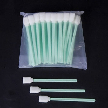 100 Sticks Inkjet Sponge Flat Head Cleaning Wipe Industrial Rod, 13cm