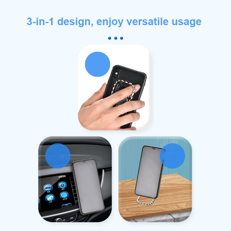 Metal Car Mobile Phone Folding Bracket Ring Buckle Paste Bracket,Style:, Square, Rabbit, Love, Gourd