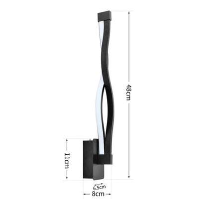Simple Led Aisle Bedroom Bedside Wall Lamp, Black