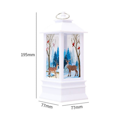 Christmas Flame Lantern Christmas Decoration LED Luminous Ornament Candlestick Lamp, White Elk, White Snowman, Red Santa, Bronze Snowman, Bronze Santa