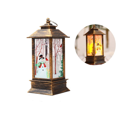 Christmas Flame Lantern Christmas Decoration LED Luminous Ornament Candlestick Lamp, White Elk, White Snowman, Red Santa, Bronze Snowman, Bronze Santa